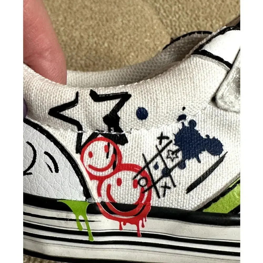 Next White Doodle Graffiti Ortholite Sneakers Toddler Unisex Size 6